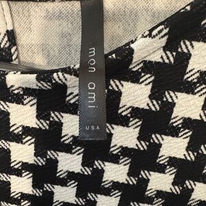 Mon Ami Black and White Houndstooth Top
